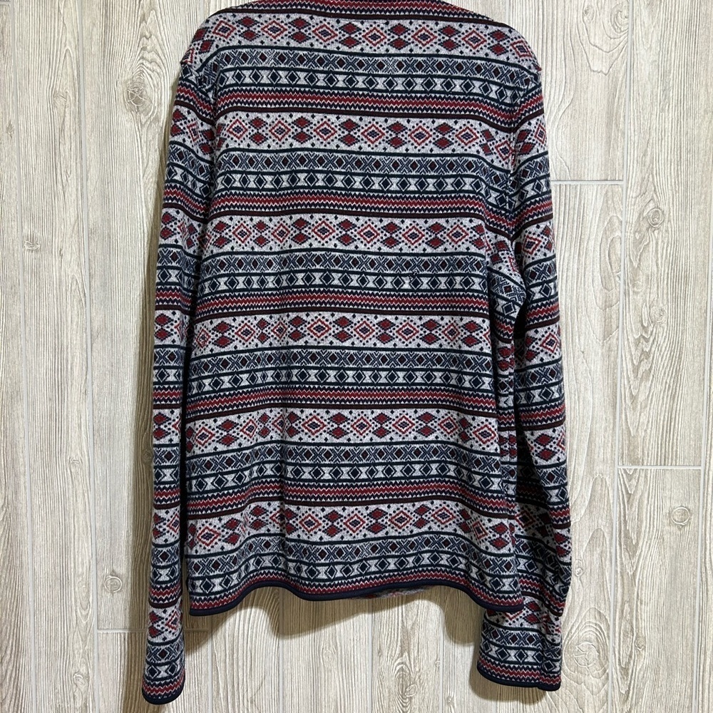 American Eagle Men’s Quarter Zip Sweater Fleece Blue Red Gray 2XL - Picture 11 of 12